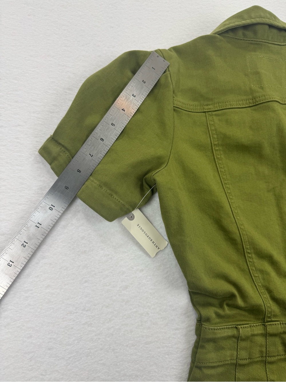 NWT Pilcro by Anthropologie Utility Romper Shorts Jumpsuit Moss Green Size 4 - Picture 9 of 10